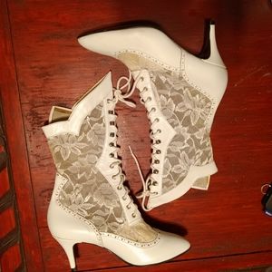 Original vintage hand made Victorian style wedding boots